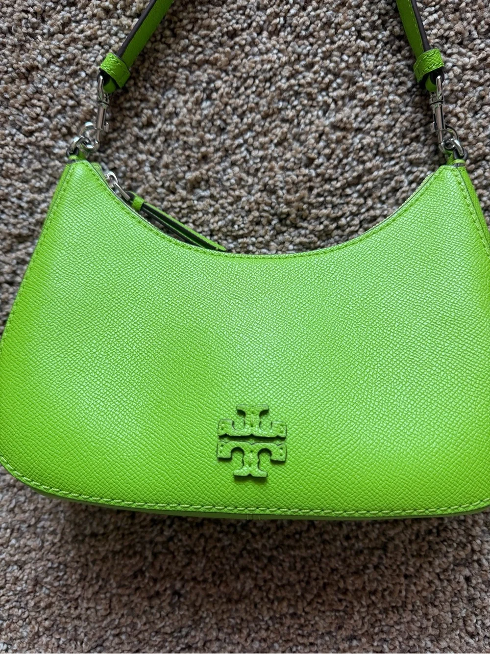 TORY BURCH Convertible Shoulder Bag in Monster Green Leather